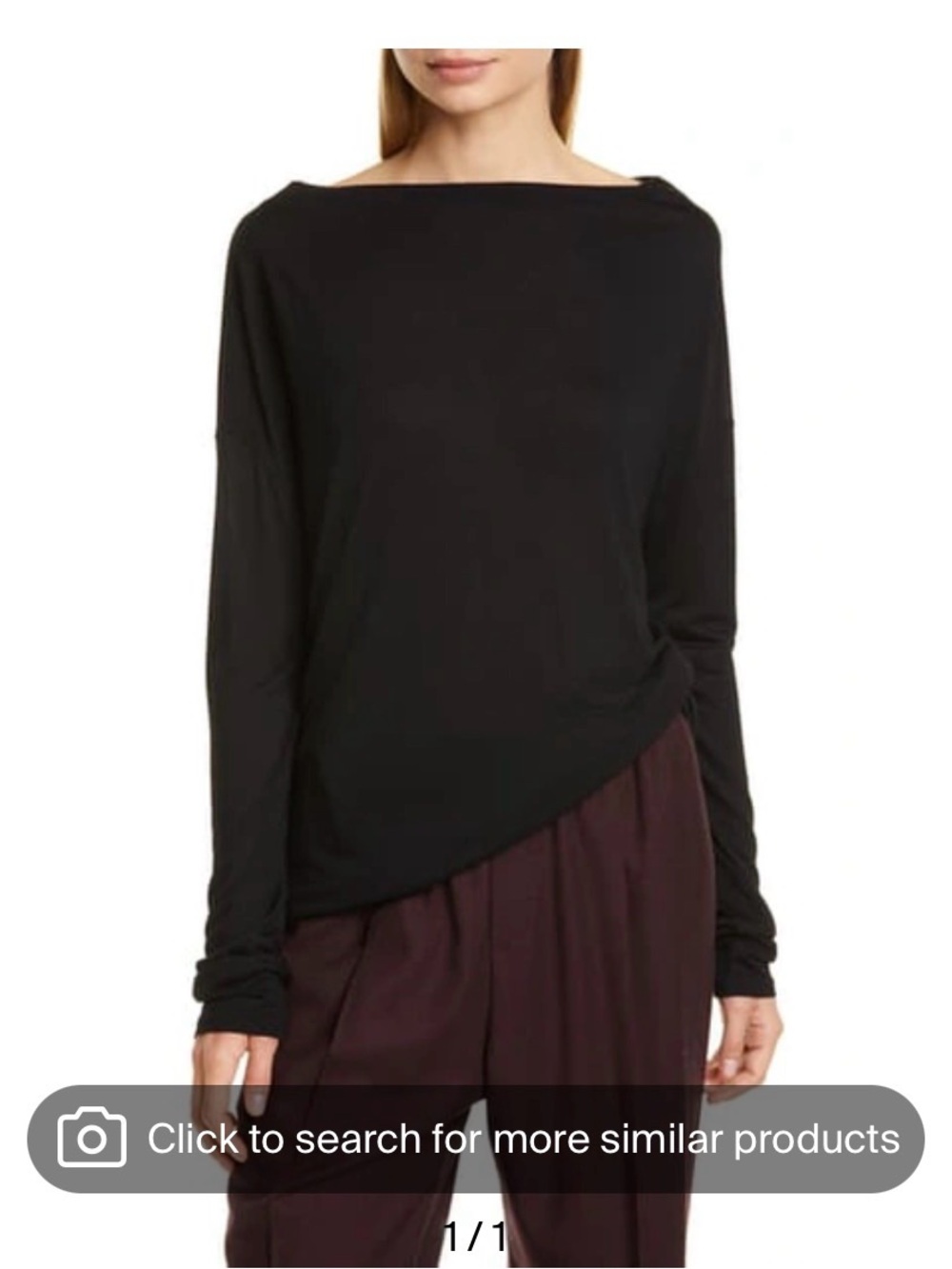 NWT VINCE Drop Shoulder Long Sleeve Tee In Black S